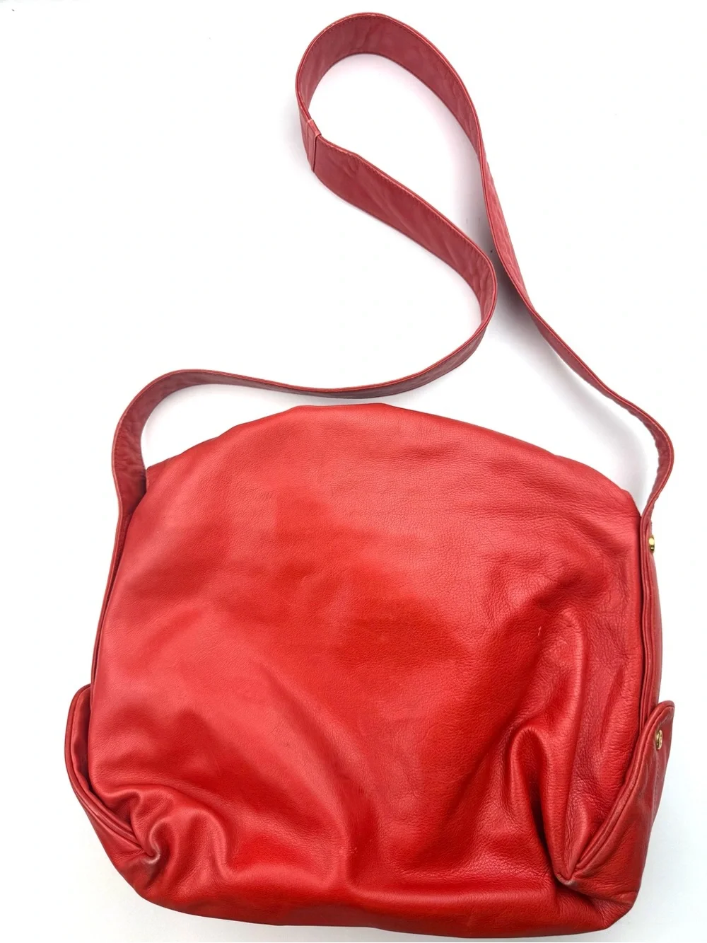 GUCCI Rare Red Leather Tiger Emblem Crossbody Shoulder Bag c 1980s